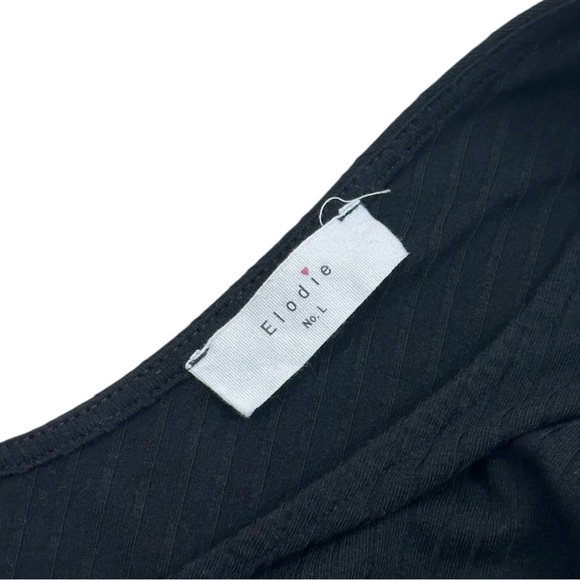 Elodie Black Ribbed Button Tank Tie Front Womens Large - Picture 2 of 5